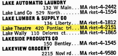 Lake Theatre - 1950 Phone Book (newer photo)